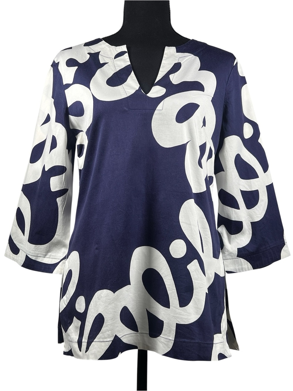 Lilly Pulitzer Mojito Blue and White Loopy Logo Tunic, Size XS